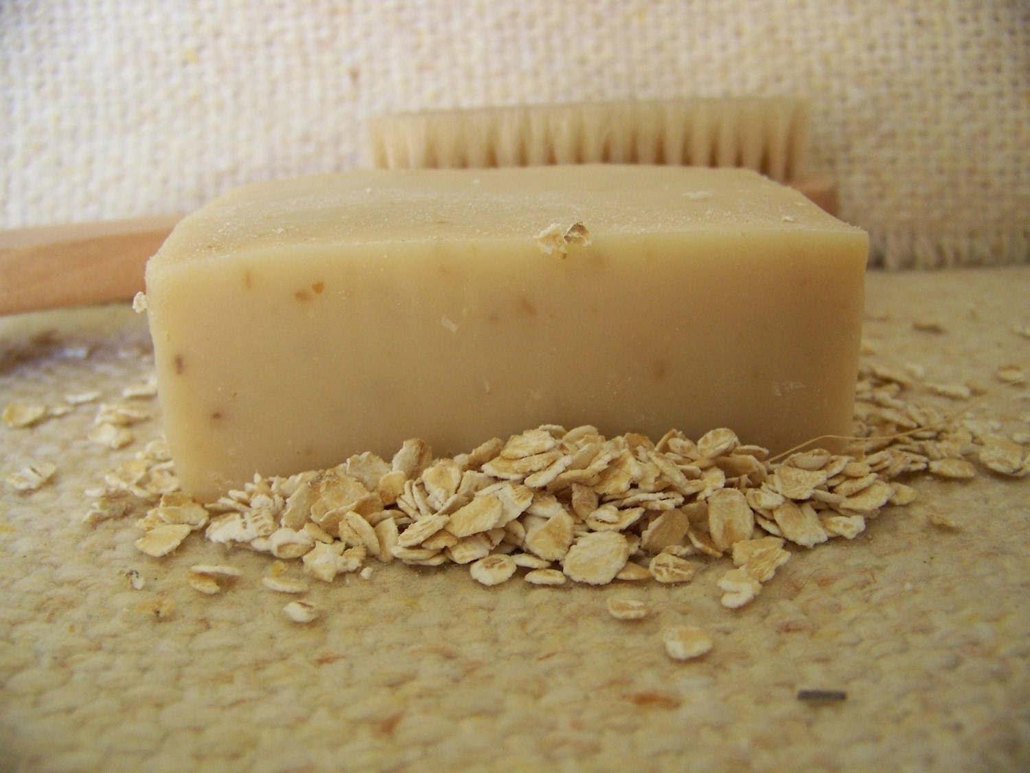 Oatmeal and Honey Goat Milk Soap, made with ground oatmeal and pure honey, no fragrance added