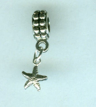 Sterling STAR FISH Bead Charm for Trollbead, European, and All Name Brand Add a Bead Charm Bracelets - Mini