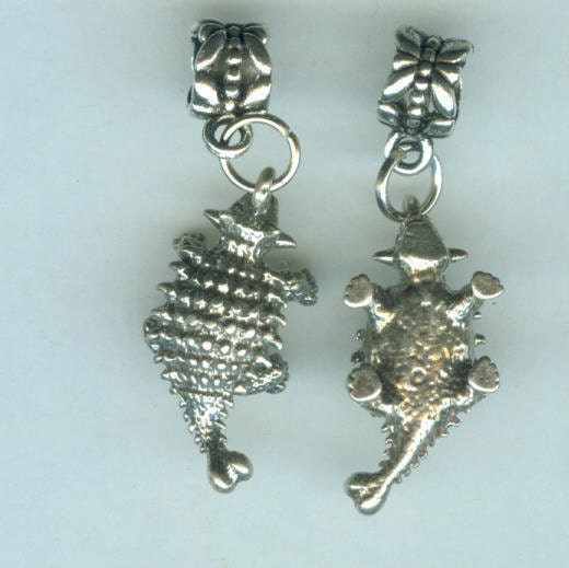 Sterling ANKYLOSAURUS DINOSAUR Bead Charm for Trollbead, European and All Name Brand Add a Bead Bracelets  - Heavy 3D