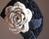 black 'n' white blooming slouchy beret