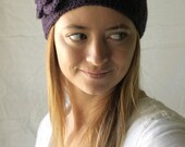 thick buttoning headband in plum