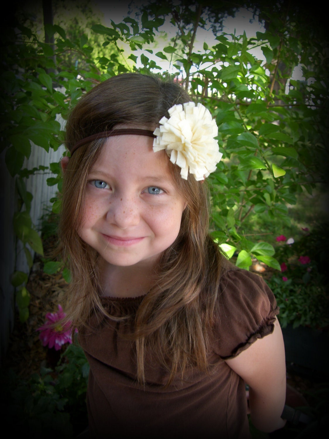 cream felt flower headband