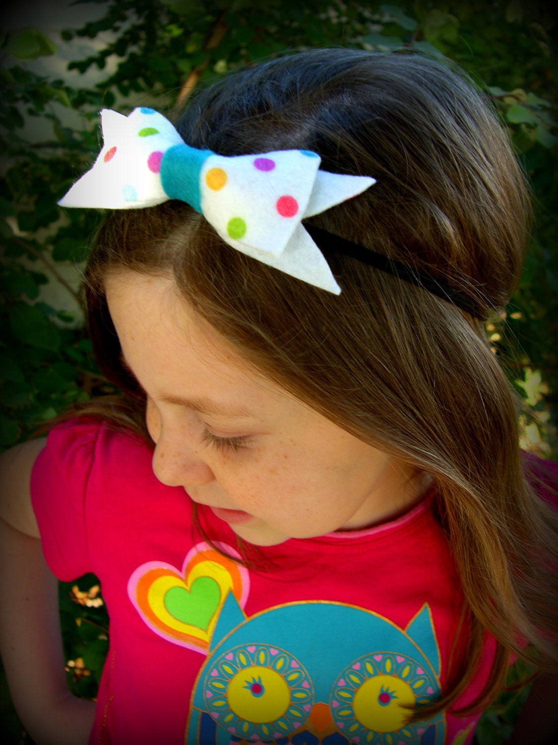 Polka dot felt bow headband