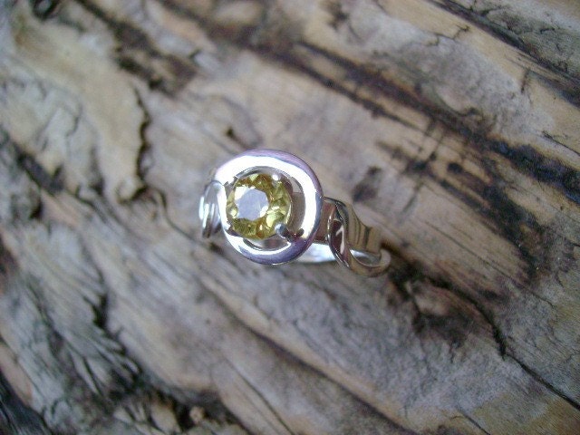 Faceted Chrysoberyl Ring in Forged Sterling - Size 7