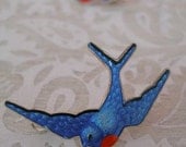 Vintage Retro Blue Bird Swallow Brooch - julieflemingonline