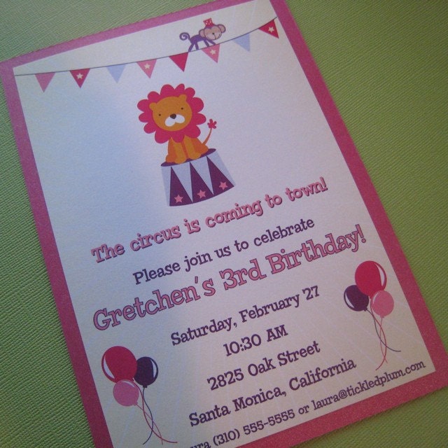 Pinkalicious Circus Invitation