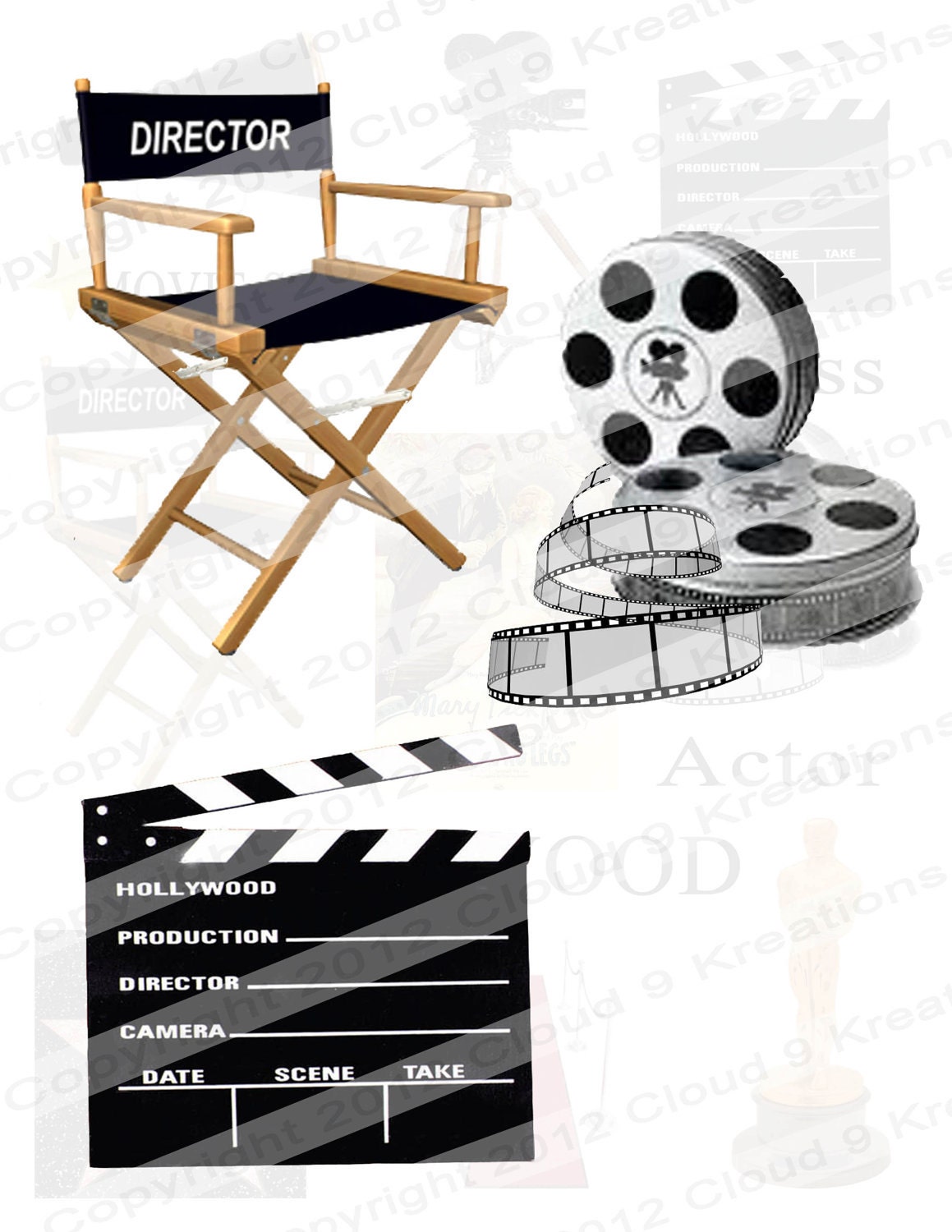 Hooray For Hollywood Digital Collage Sheet