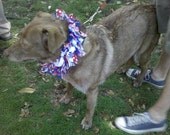 Whimsical Patriotic handmade 4th of July red, white, blue-bells fabric decorative DOG COLLAR