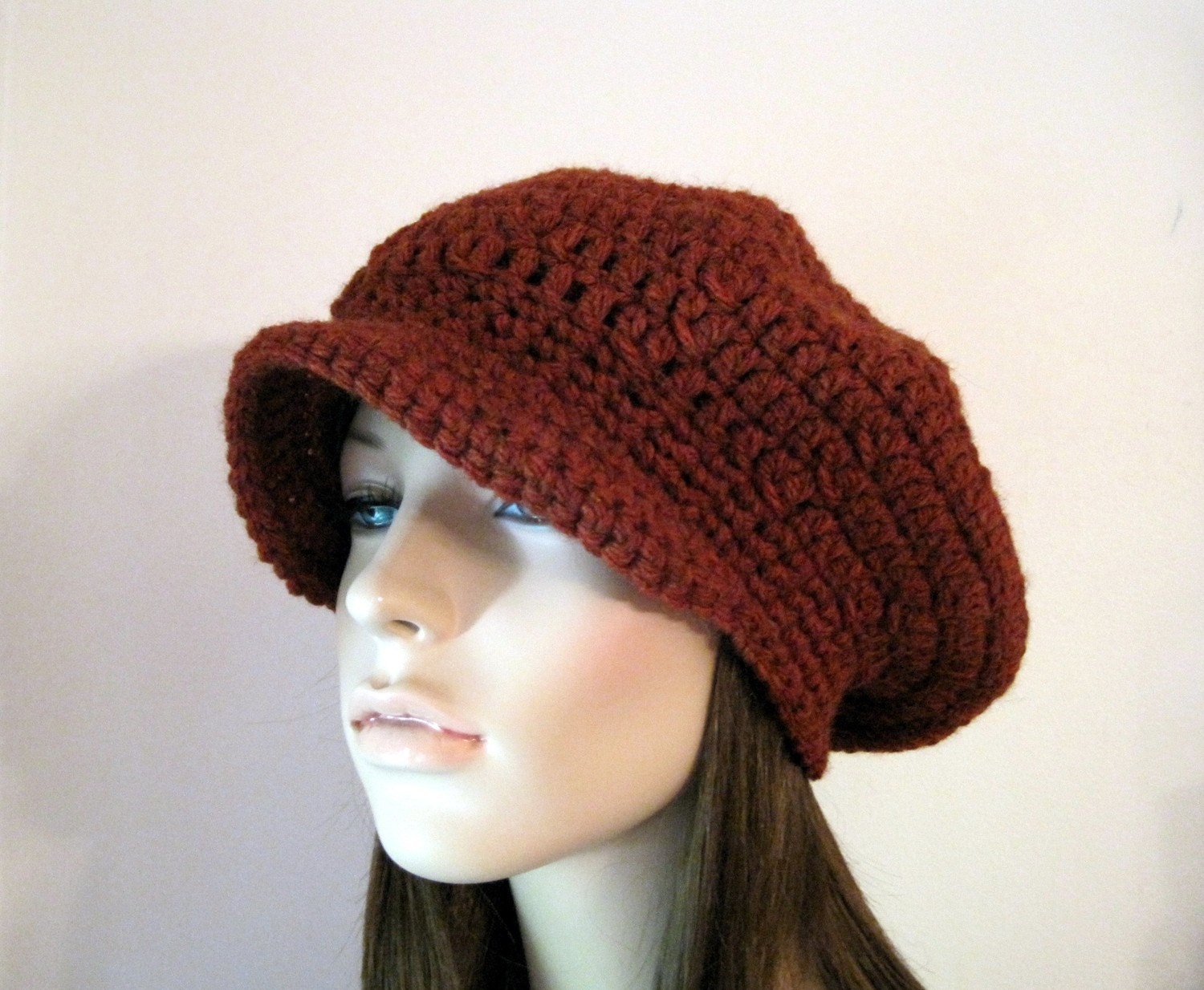 Crochet Hat Crochet Newsboy Cap, Womens Slouchy Hat, Rasta Hat, Beret, Autumn Fashion Spice