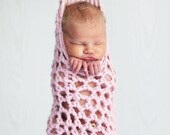 Crochet Baby Cocoon, Hanging Cocoon, Baby Stork Pouch, Baby Girl Cocoon, Photo Prop, Newborn Cocoon, Baby Cacoon, Infant Pod, Pink