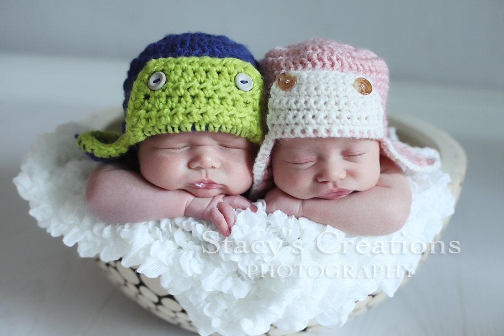 Crochet Aviator Hat, Crochet Baby Hat, Baby Aviator Hat, Newborn Aviator Hat, Baby Boy Hat, Baby Girl Hat, Infant Aviator Hat, Pink, Blue