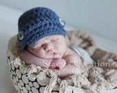 Baby Boy Hat, Crochet Baby Hat, Baby Newsboy Hat, Newborn Newsboy Hat, Infant Beanie, Photo Prop, Denim Blue