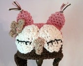 Crochet Baby Girl Hat, Crochet Owl Hat, Girl Owl Hat, Newborn Owl Hat, Infant Animal Hat, Sleepy Owl, Photo Prop, Pink