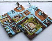 Handmade  Quilted Pot holders Set of 2 Coffee Lovers