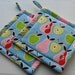 Handmade Quilted Pot Holders set of 2 Apples Pears Alexander Henry