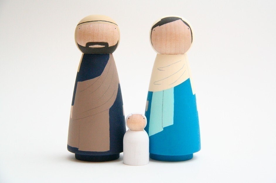 Nativity Set Hand Painted - Wooden Dolls Made to Order