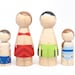 Fair Trade // Children Toys Wooden PEG DOLLS The Bathers // A Set of Hand-Painted Wooden Peg Dolls Kids Wooden Toys