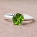 Genuine 7mm Peridot Argentium Sterling Silver Ring, Cavalier Creations