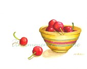 A Bowl of Cherries, an Original Watercolor Print