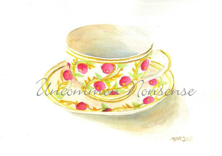 Floral Teacup Watercolor Print