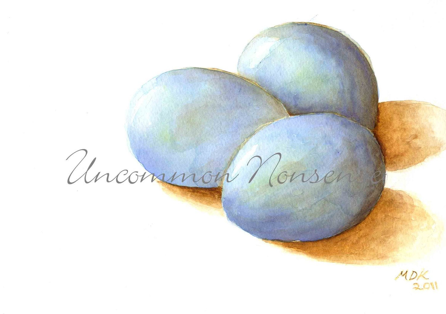 Blue Eggs, Original Watercolor Print