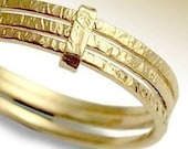 14K yellow gold filled 3 stacking wedding bands - Feeling love