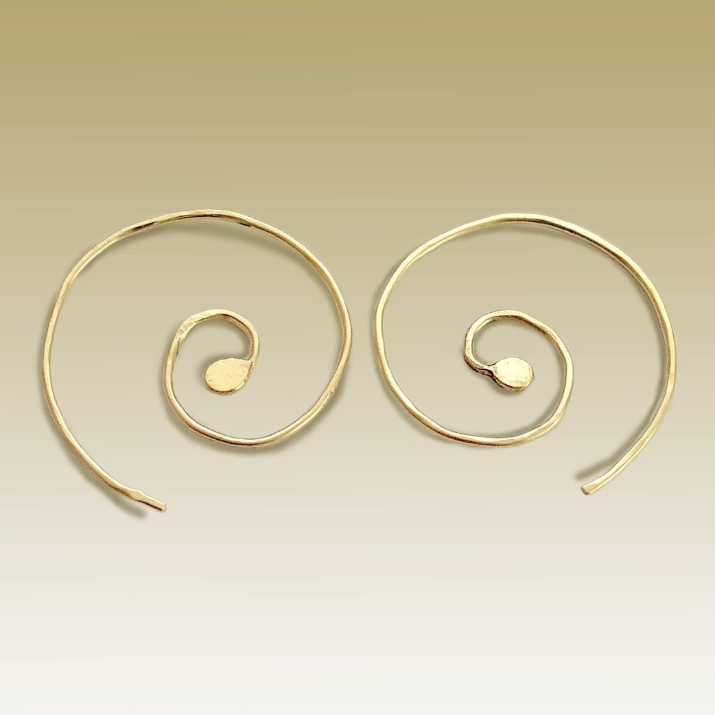 14K yellow gold filled spiral earrings - Thoughts of you