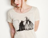 Women's Organic Grim Reaper Kiss of Death Tee, Natural Color