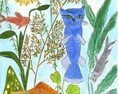 Catfish.   Limited edition print of an original painting by Vivienne Strauss.