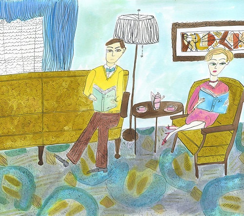 Reading. Limited edition print by Vivienne Strauss.