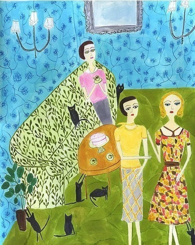 Fern and Gloria desperately gave excuses for not having any cake, they were sure the cats had been licking it.