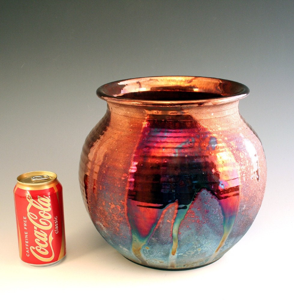 Copper Contrast Raku Pot