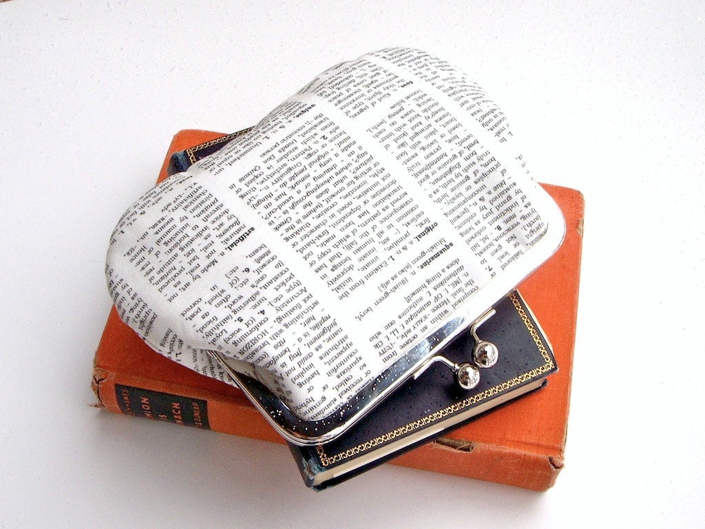 Bookish dictionary clutch pouch