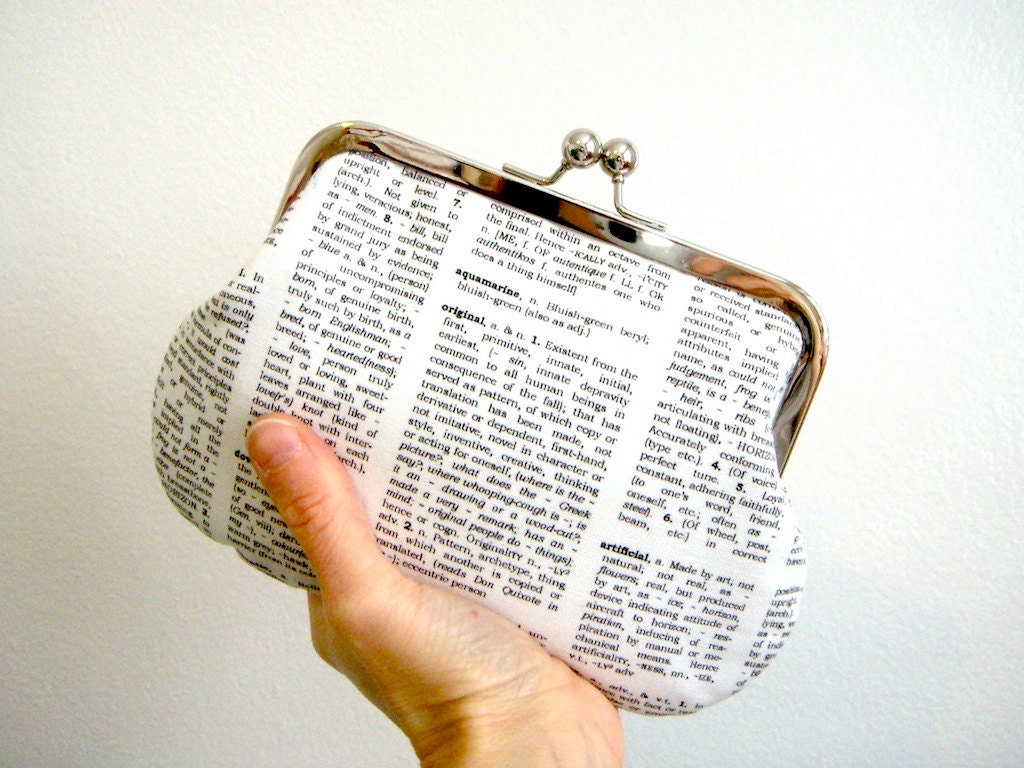 Bookish dictionary clutch pouch