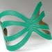 Green and Distressed Gold Reversible Ribcage Leather Cuff Bracelet