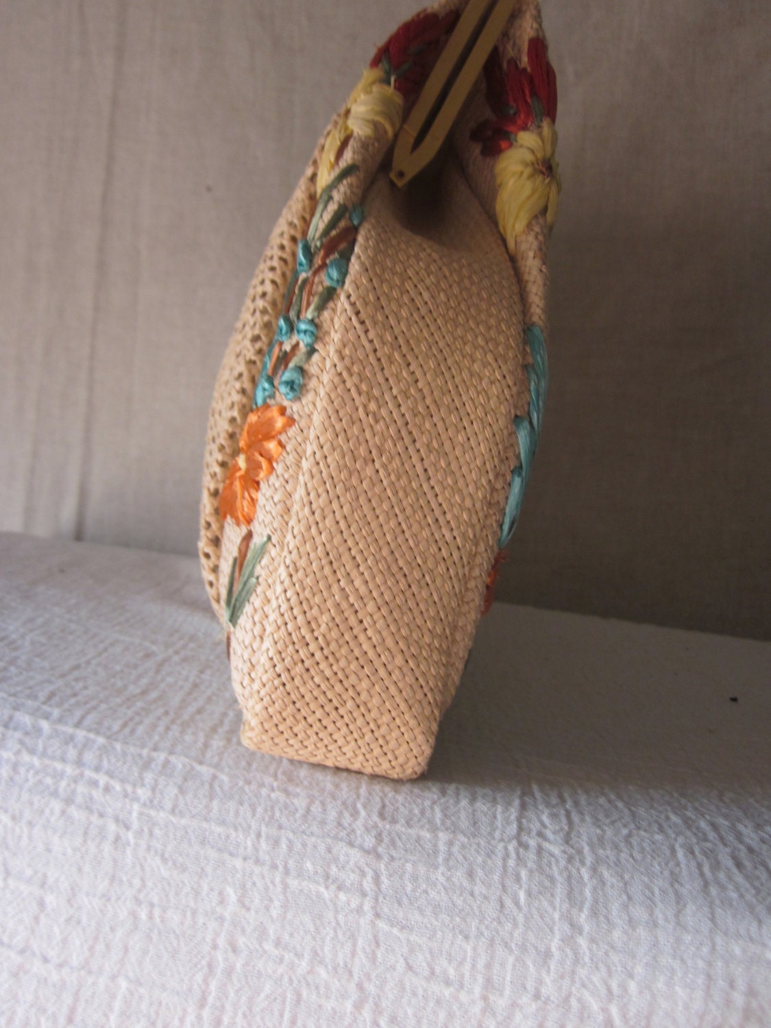 Reserved - Vintage Summer Woven Tote Bag - Party Purse - Natural Clutch - No 2