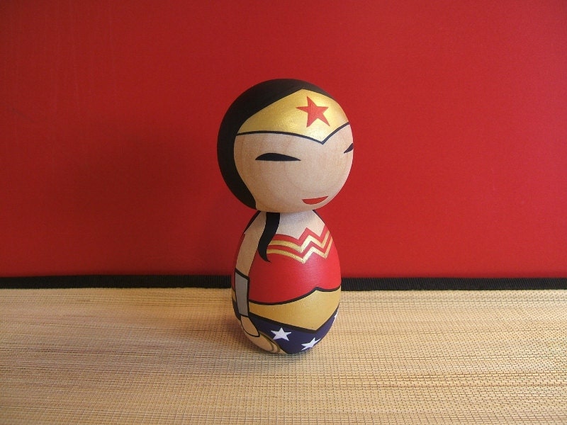 Kokeshi doll. The Wonder Woman inspired custom.