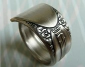 Antique Silver Spoon Ring, Symphony Pattern