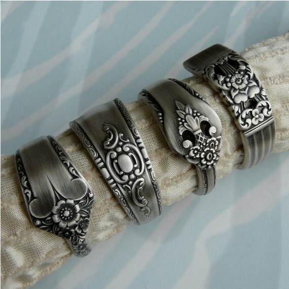 Repurposed Silverware Napkin Rings Handmade set of 4 by Revisions