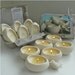 Porcelain Votive Soy Candles, Set of 6 Eggs with Porcelain Bird