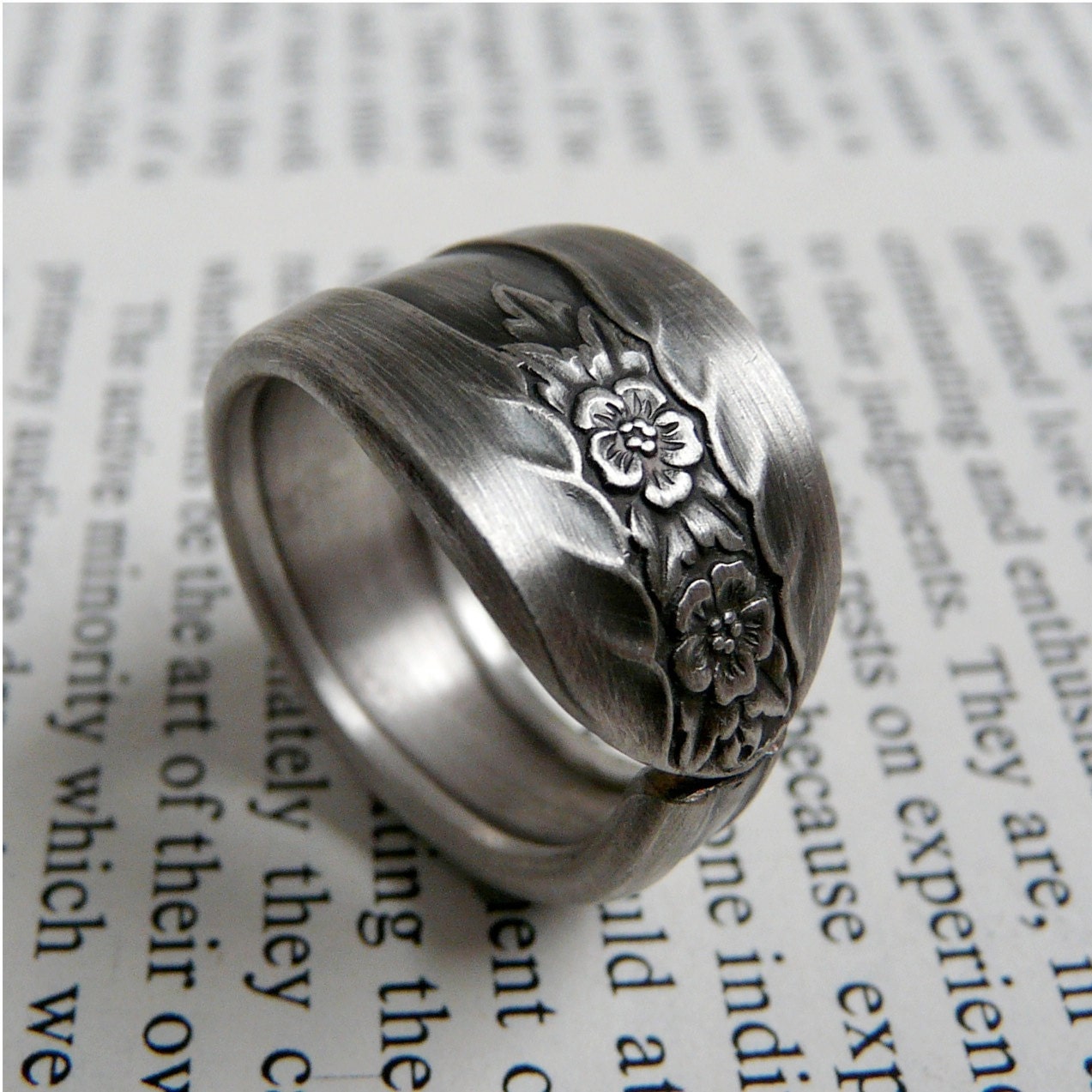 Vintage Spoon Ring - Blossom, Custom Sized Silverware Jewelry