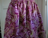 Womens Skirts, Purple Skirts, Purple and Green Paisley Skirt Large