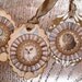 Set of THREE Vintage Inspired OWL Gift Tags Ornaments Victorian Paper Rosettes