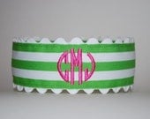 Embroidered 3 Letter Monogram Headband Custom Boutique Initials Personalized Adult Child Ribbon