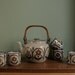 otagiri teapot tea set japanese stoneware ceramic tea cups 1970s made in japan daisy floral mod