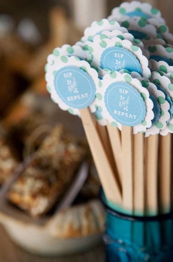 SIP and REPEAT scalloped cocktail stirrers