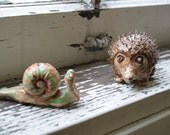 Hedgehog  and Snail Salt and Pepper Shakers