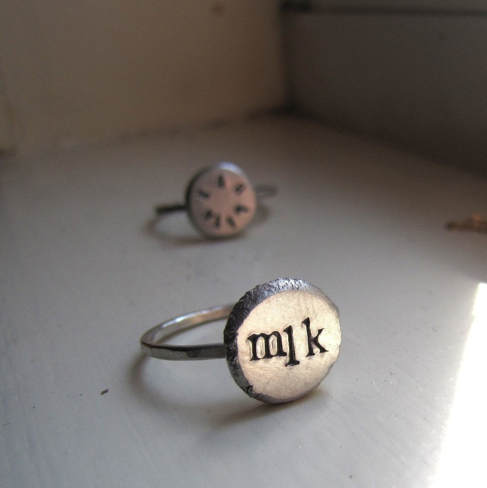 Silver Monogram Ring by tinahdee
