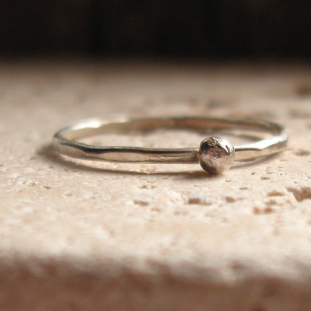 Sterling Silver Stacker Ring with Sterling Pebble