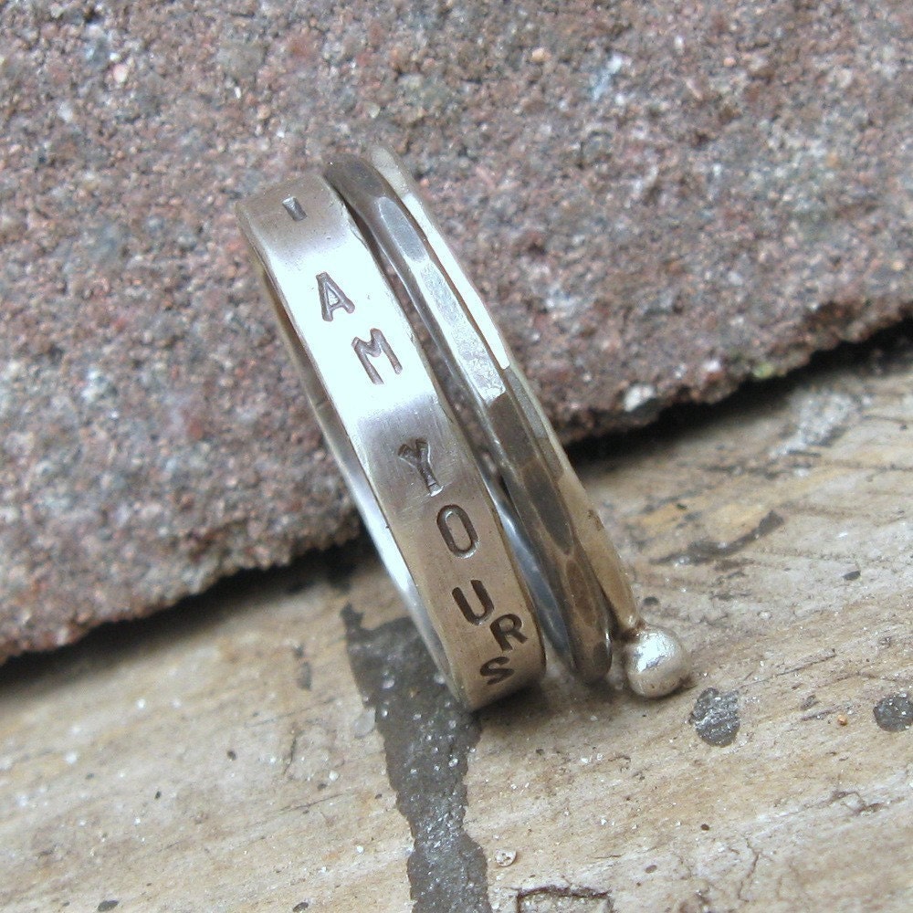 Sterling silver wedding set personalized stacking rings wedding band